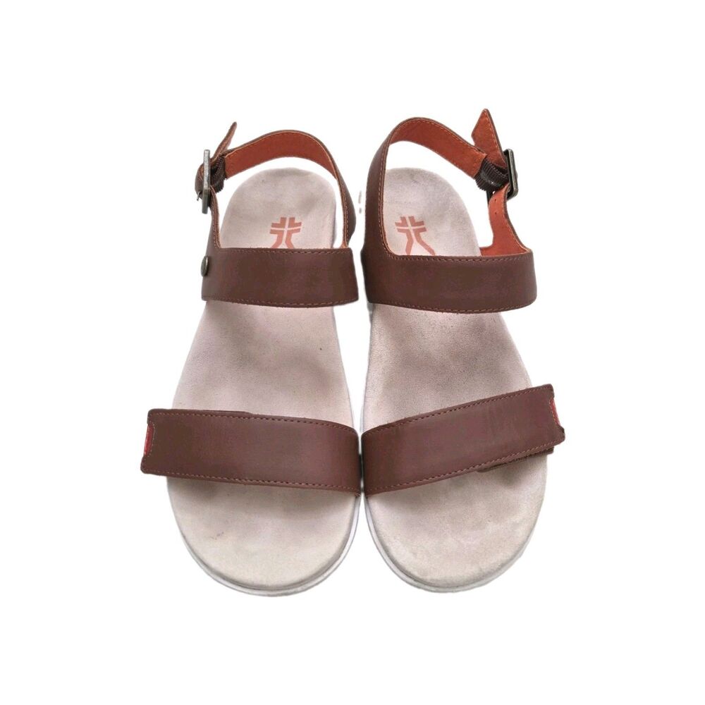 KURU Women's 8 Brown Leather Slingback Sandals Adjustable Comfort Arch Support